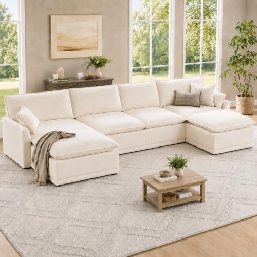 Comfort Stretch Modular Cloud Sofa (4-Seat + 2 Ottomans)