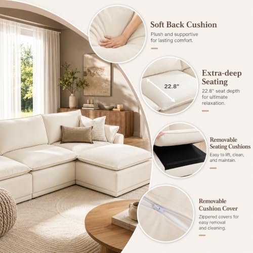 Comfort Stretch Modular Cloud Sofa (4-Seat + 2 Ottomans)