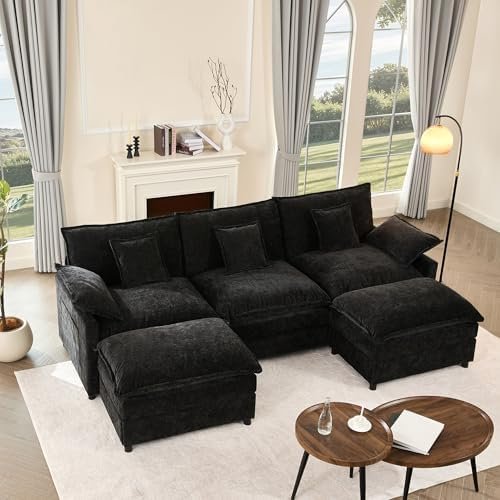 GOSUHI 108" U-Shaped Modular Cloud Couch with Washable Covers