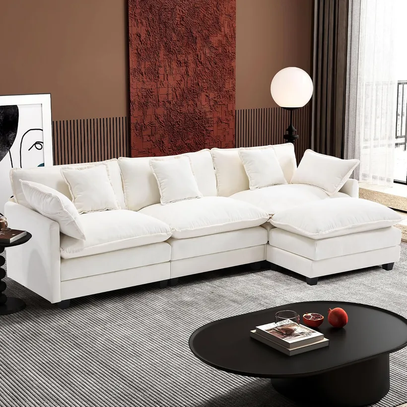 Ihanherry 111" L-Shape Cloud Sectional (4-Seat + Ottoman)