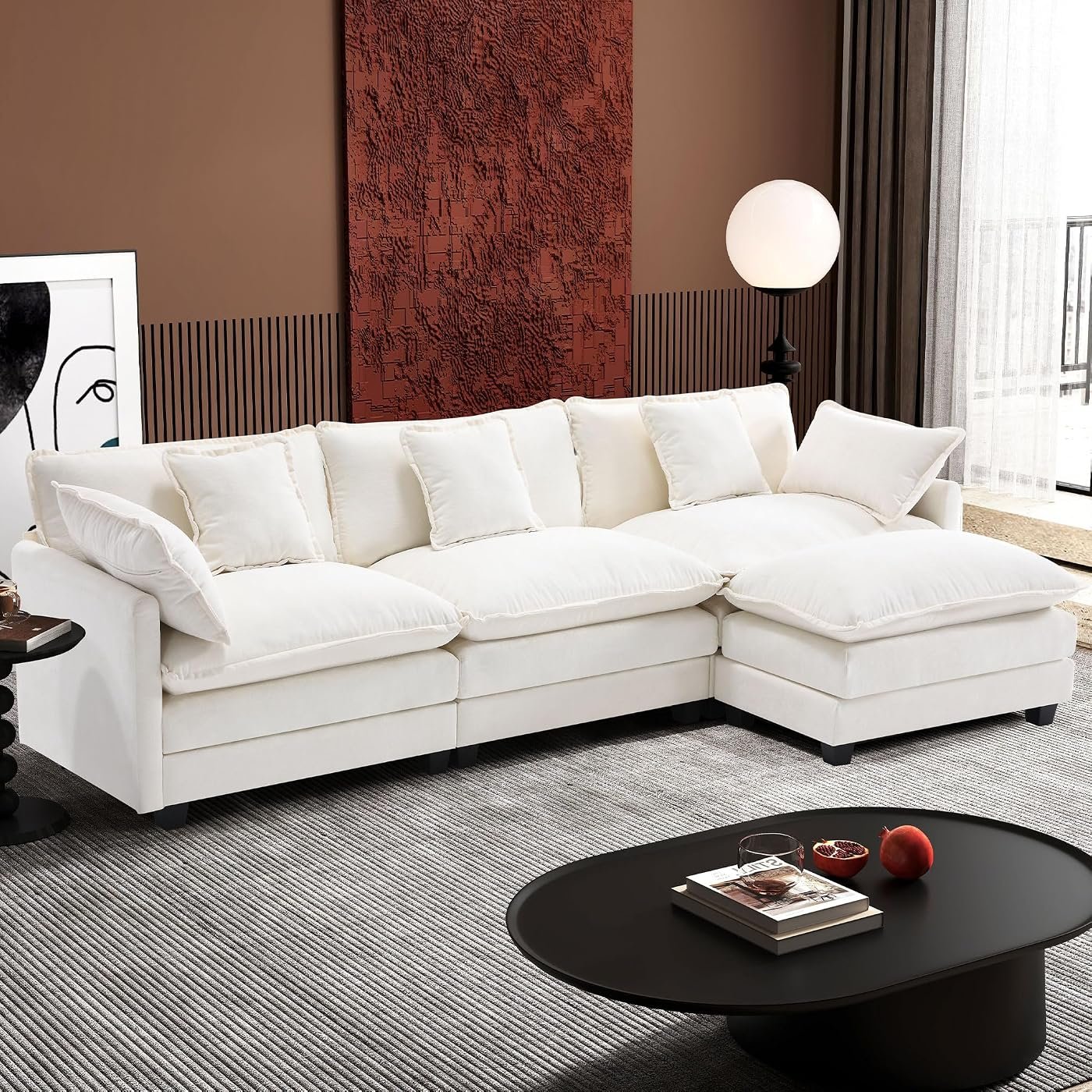 Ihanherry 111" L-Shape Cloud Sectional (4-Seat + Ottoman)