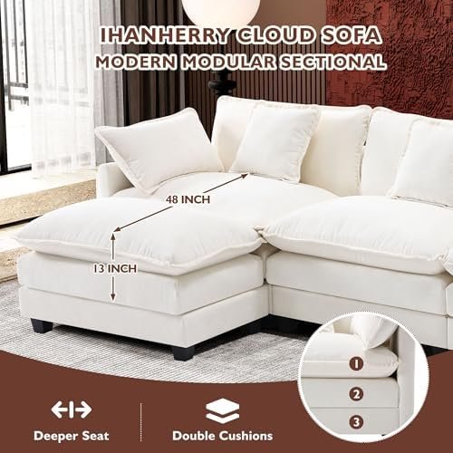Ihanherry 111" L-Shape Cloud Sectional (4-Seat + Ottoman)
