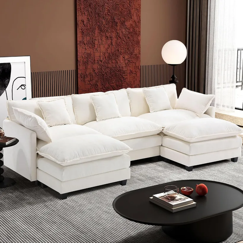 Ihanherry 111" U-Shape Cloud Sectional (5-Seat) with 2 Ottomans