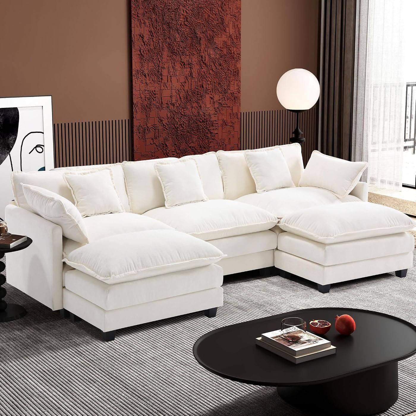Ihanherry 111" U-Shape Cloud Sectional (5-Seat) with 2 Ottomans