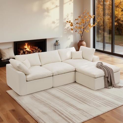 Korser 110" Boneless Cloud Sectional (3-Seat) with Ottoman, Chenille