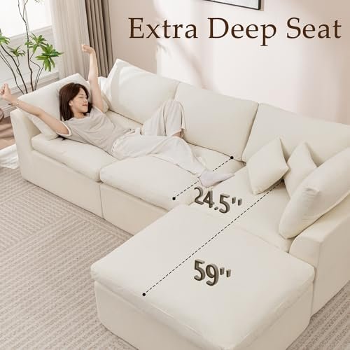 Korser 110" Boneless Cloud Sectional (3-Seat) with Ottoman, Chenille