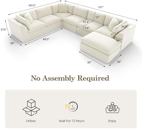 Lanonuvia 137" 7-Seat Boneless Modular Sectional