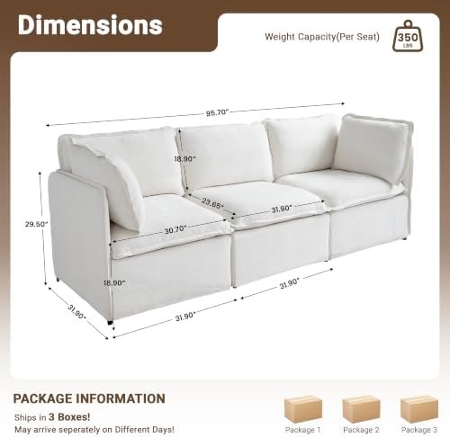 LovingAHome 95.7" Modular Cloud Sectional (3-Seat)
