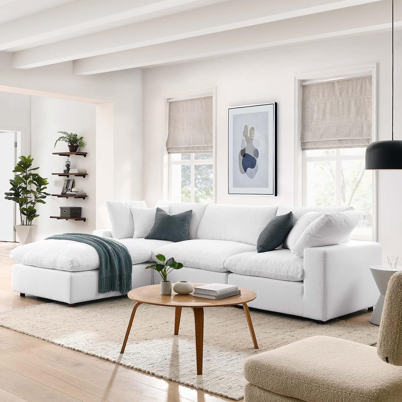 Modway Commix Down-Filled Overstuffed 4-Piece Sectional with Reclining Corners