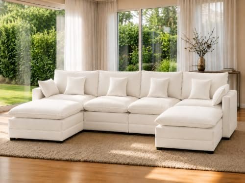Natmen 146" U-Shape Cloud Sectional (6-Seat + 2 Ottomans)