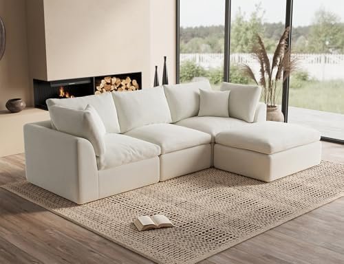 ohllob 110" Convertible L-Shape Cloud Sectional (3-Seat) with Ottoman