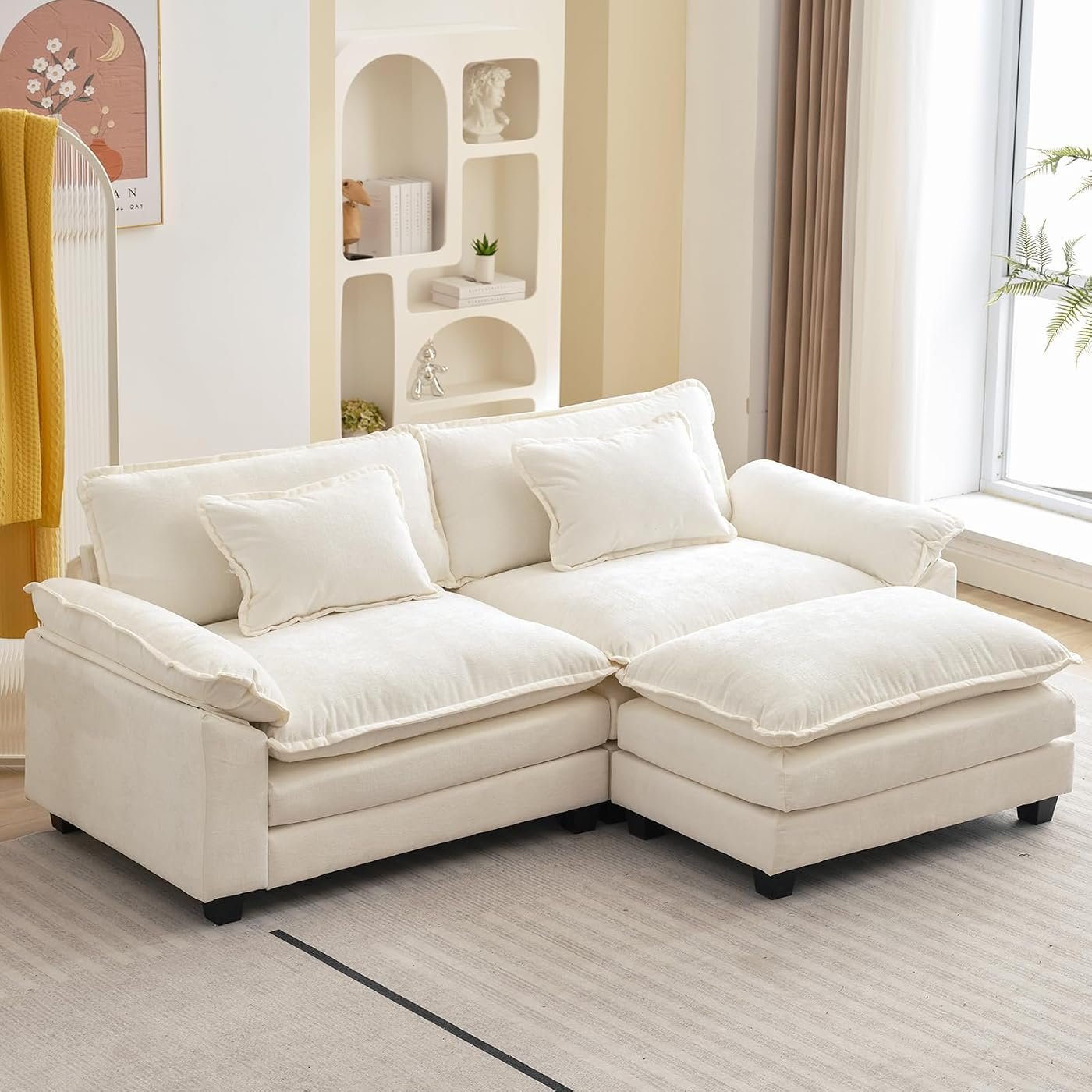 Oprisen 86" L-Shape Cloud Sectional (3-Seat + Ottoman)