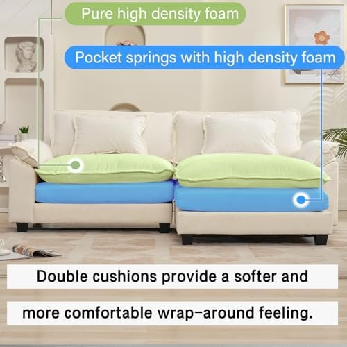 Oprisen 86" L-Shape Cloud Sectional (3-Seat + Ottoman)
