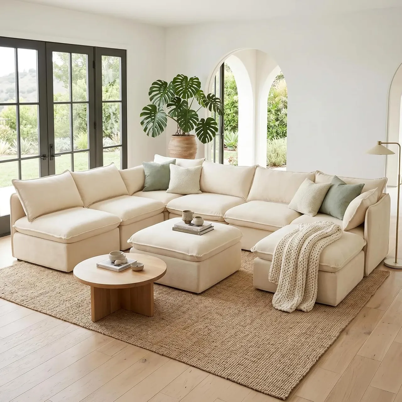 A cloud couch in a bright living room