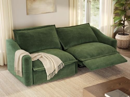 POVISON Ergopals 84" Power Reclining Loveseat, Wall Hugger, Washable Velvet