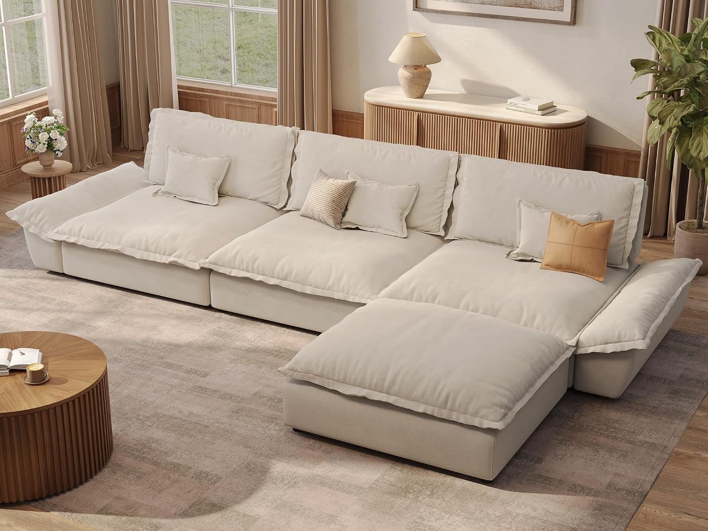 POVISON Hudson 141" Oversized Modular Sectional, Waterproof Performance Fabric