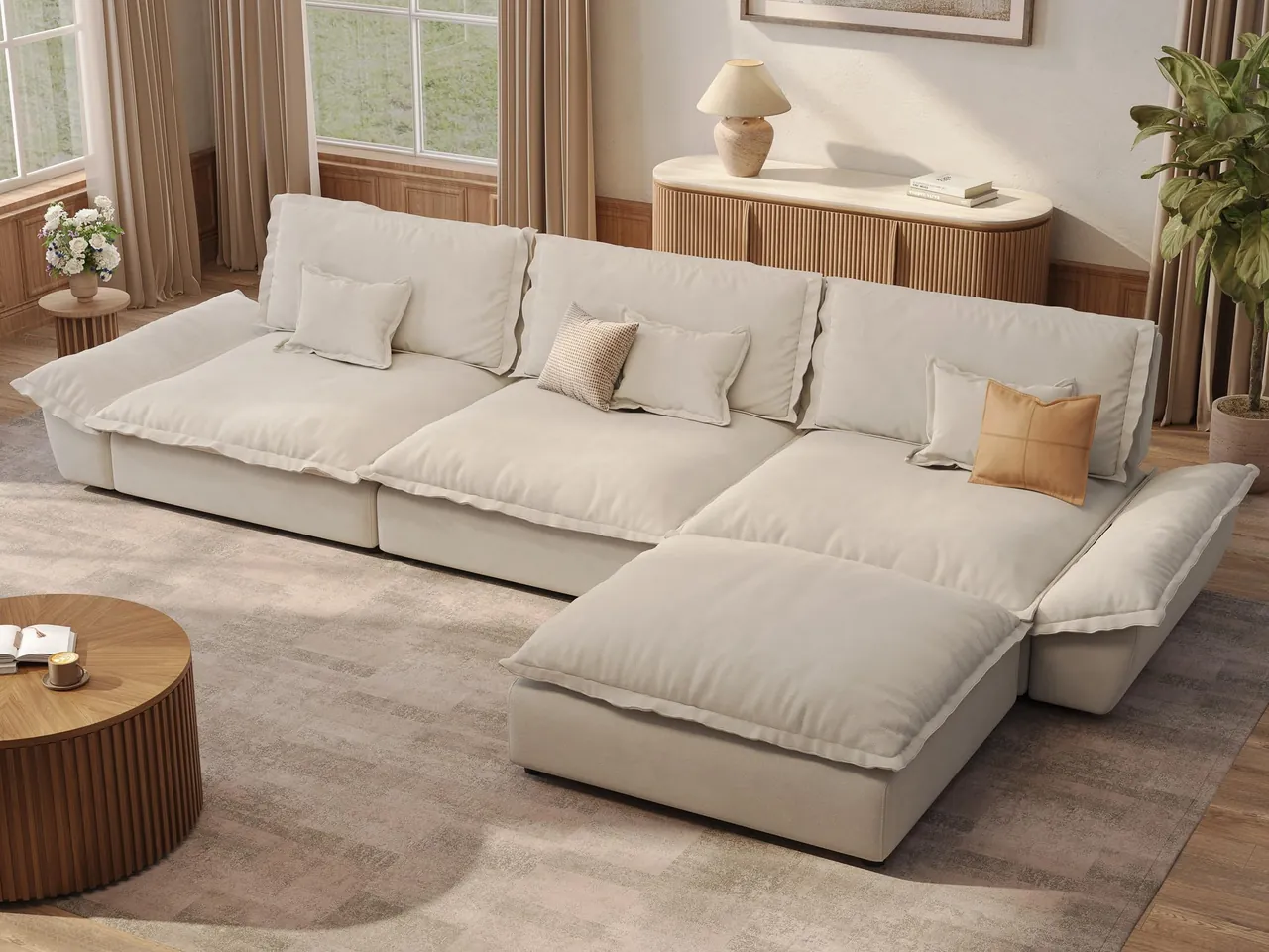 POVISON Hudson 141" Oversized Modular Sectional, Waterproof Performance Fabric