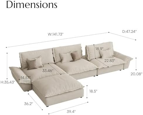 POVISON Hudson 141" Oversized Modular Sectional, Waterproof Performance Fabric