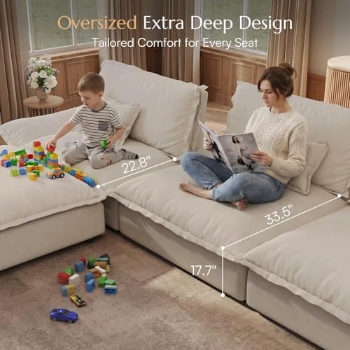 POVISON Hudson 141" Oversized Modular Sectional, Waterproof Performance Fabric