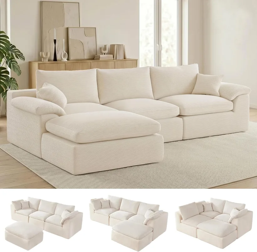 Reedvales 105" Boneless Cloud Modular Sectional