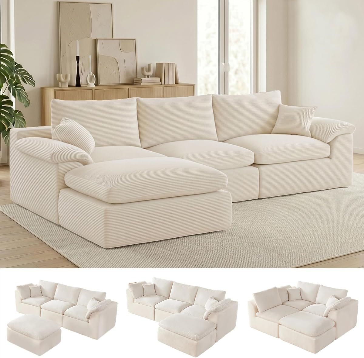 Reedvales 105" Boneless Cloud Modular Sectional