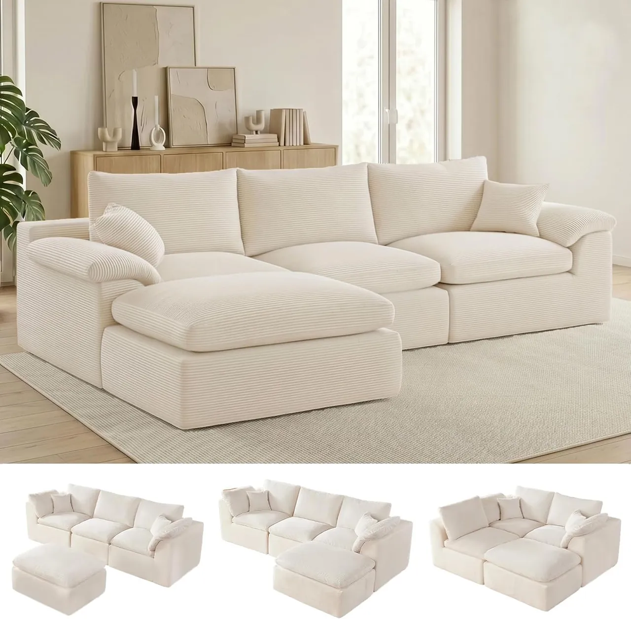 Reedvales 105" Boneless Cloud Modular Sectional