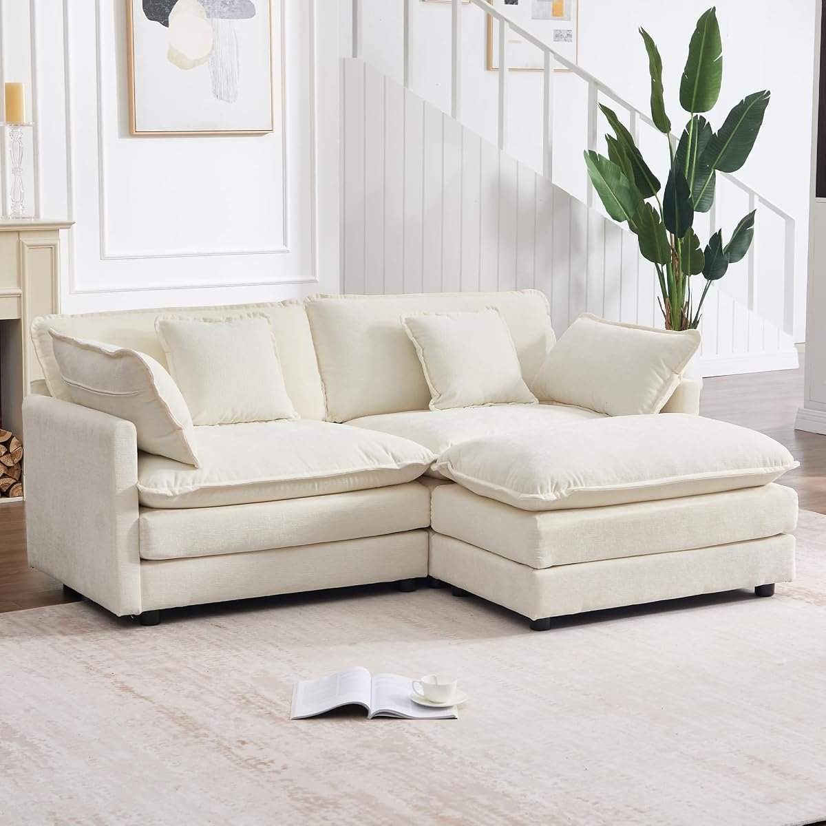 Tmsan 76.7" L-Shape Cloud Sectional (2-Seat + Ottoman)