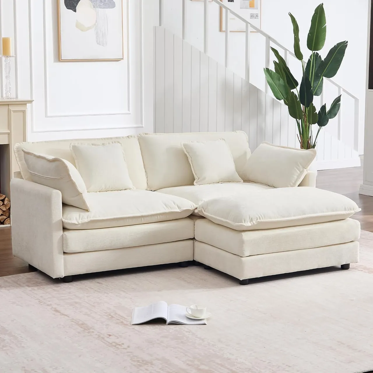 Tmsan 76.7" L-Shape Cloud Sectional (2-Seat + Ottoman)