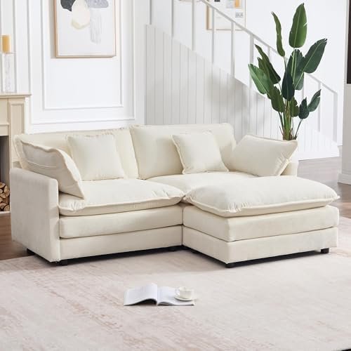 Tmsan 76.7" L-Shape Cloud Sectional (2-Seat + Ottoman)