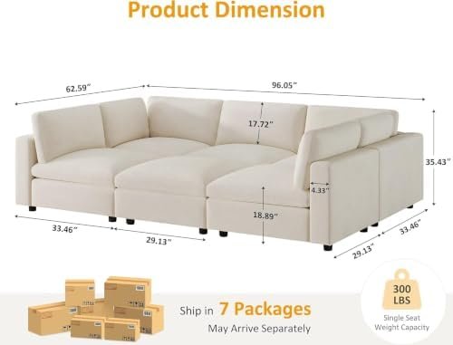 VANOMi 96" Modular Cloud Sleeper Sectional (6-Seat)