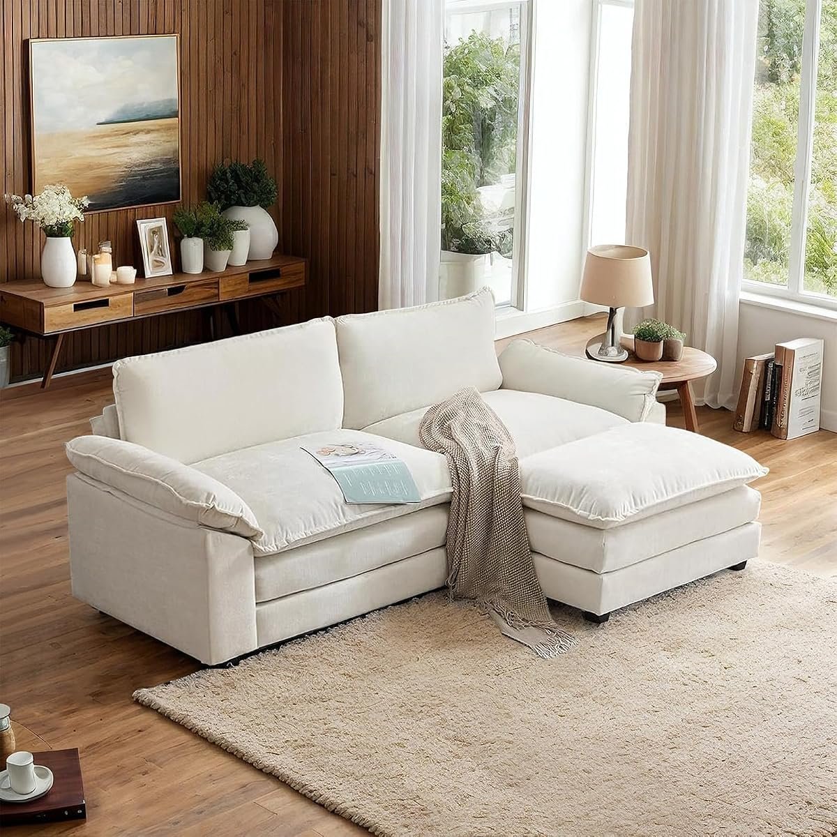 VINGLI 87" Convertible L-Shape Sectional (with Ottoman)