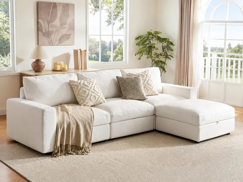 Vorthio 113" Oversized Cloud Sectional (3-Seat + Ottoman)