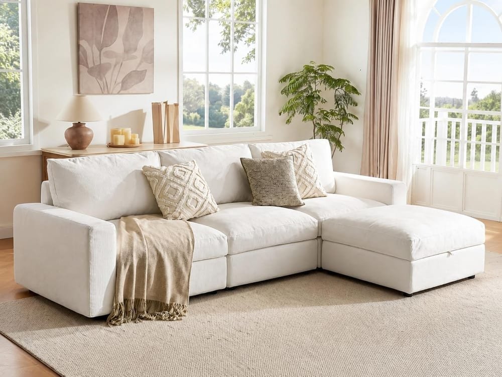 Vorthio 113" Oversized Cloud Sectional (3-Seat + Ottoman)