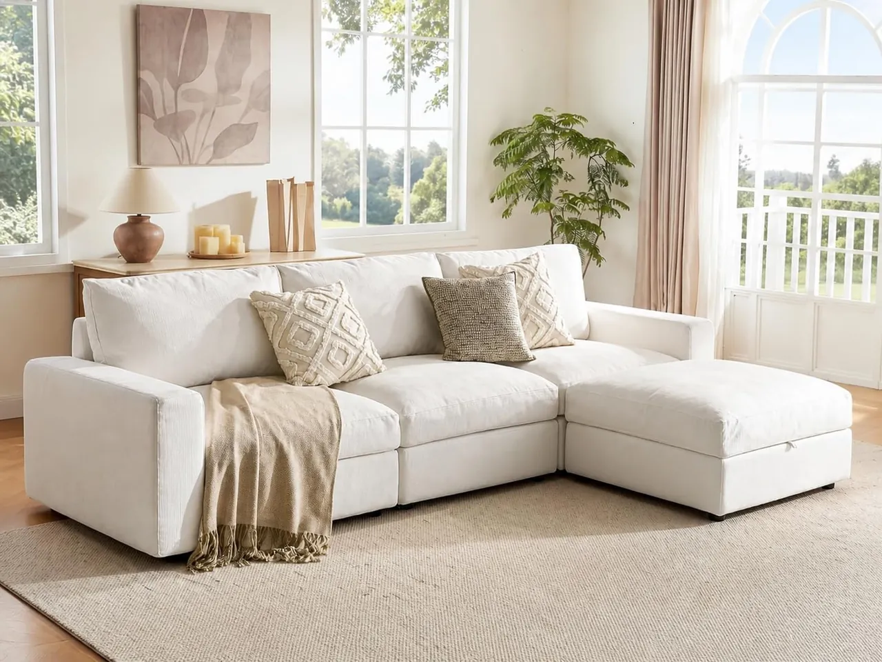 Vorthio 113" Oversized Cloud Sectional (3-Seat + Ottoman)