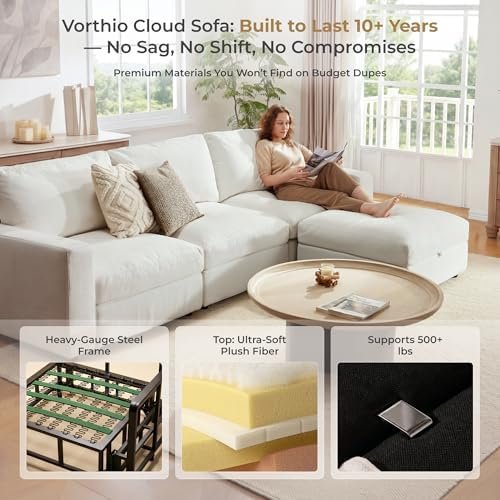 Vorthio 113" Oversized Cloud Sectional (3-Seat + Ottoman)