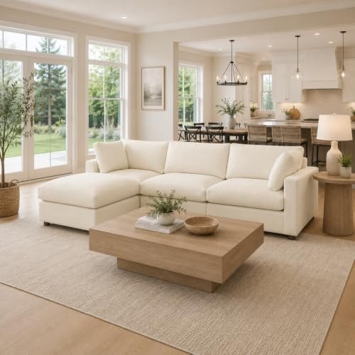WJShome 100" Modular L-Shape Cloud Sectional with Ottoman
