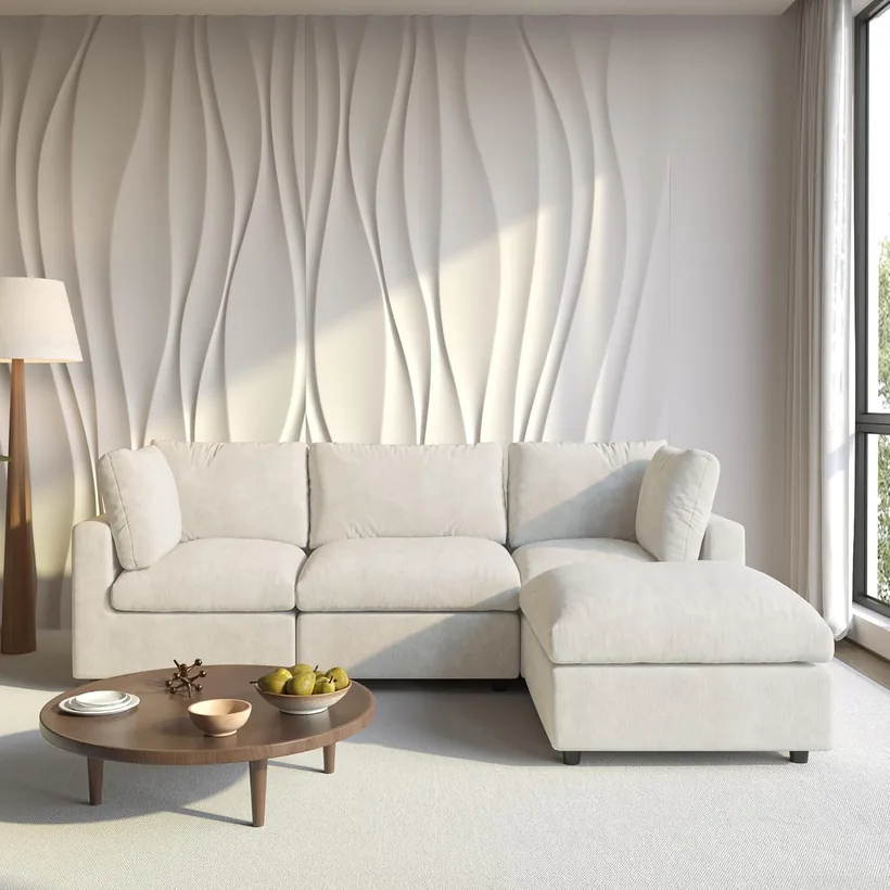 WJShome 101" Convertible L-Shape Cloud Sectional