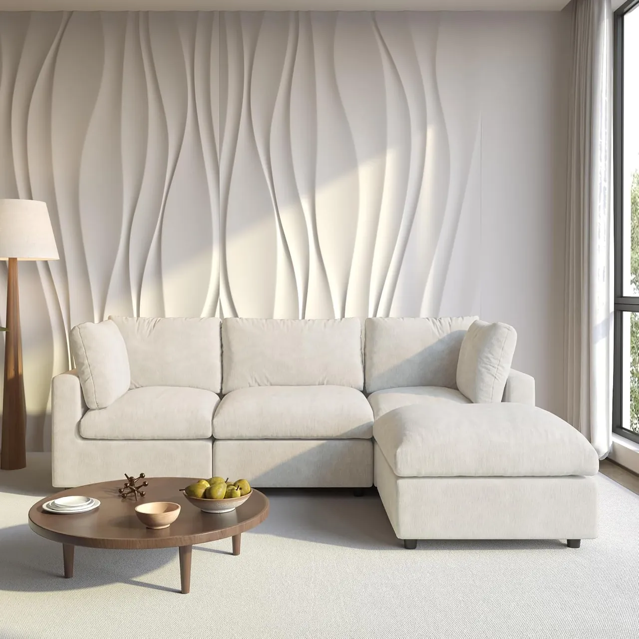 WJShome 101" Convertible L-Shape Cloud Sectional