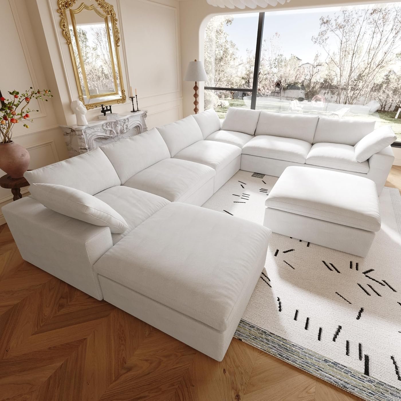 WJShome 160" 8-Seat Down-Filled Modular Sectional