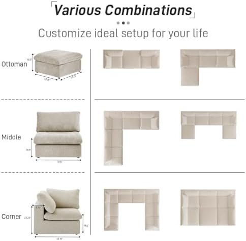 WJShome 196" 9-Seat U-Shape Down-Filled Sectional with Storage