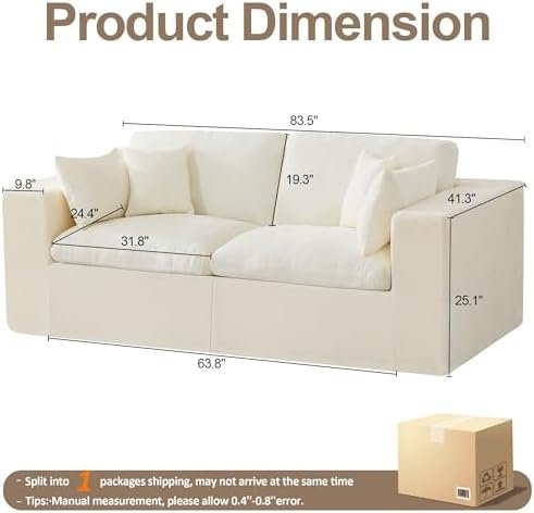WUTUTUEE 83" Cloud Boneless Modular Sofa (2-Seat)